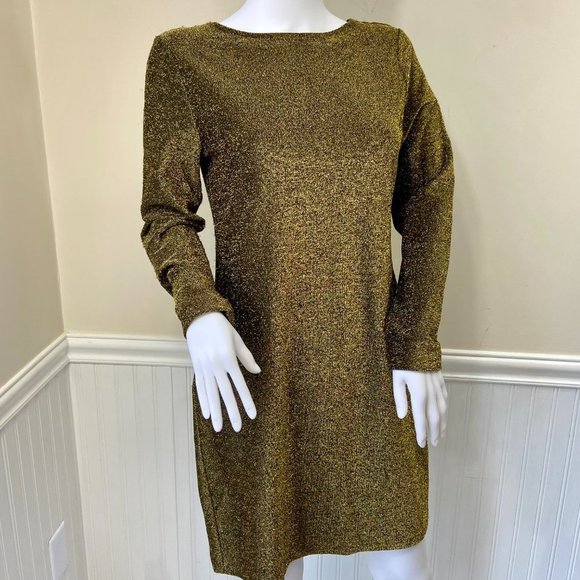 MICHAEL Michael Kors Metallic Cowl Back Gold Sheath Dress, M - Picture 5 of 16